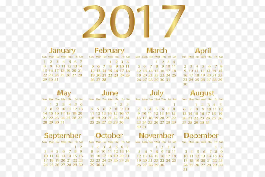 Kalender，2017 PNG