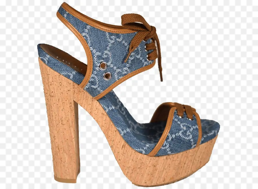 Sepatu Hak Platform Denim，Alas Kaki PNG