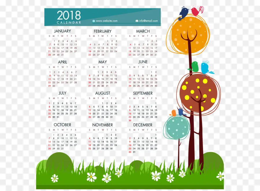 Kalender Tahunan 2018，Pohon PNG