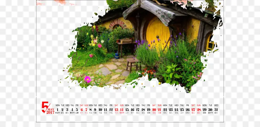 Kalender Mei 2017 Dengan Rumah Hobbit，Rumah Hobbit PNG