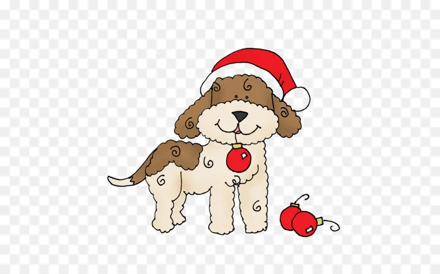 Anjing Natal，Topi Santa PNG