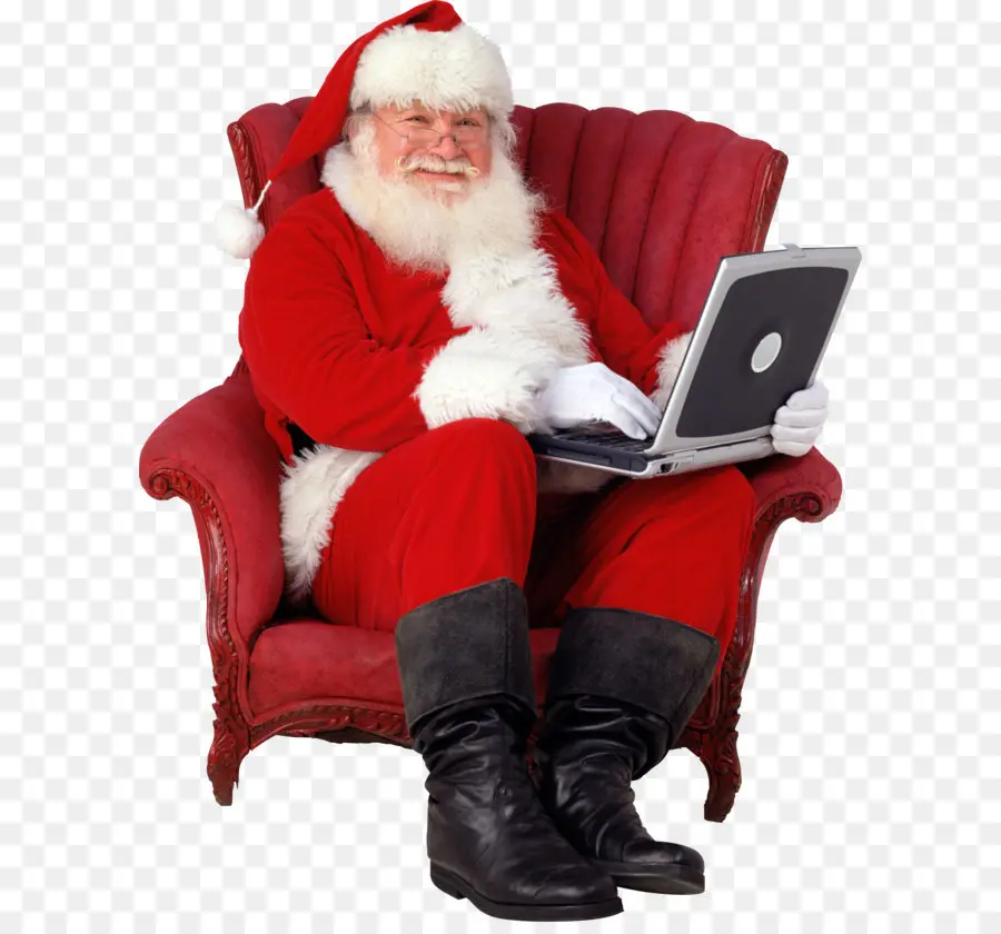 Santa Dengan Laptop，Natal PNG