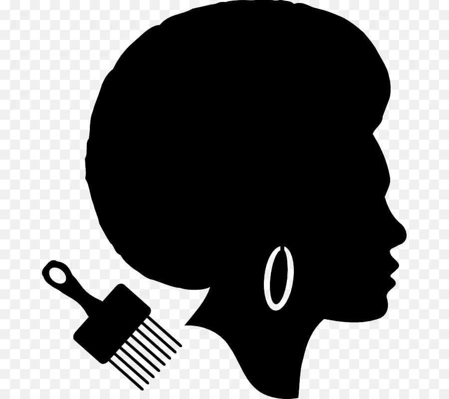 Siluet Afro，Rambut PNG