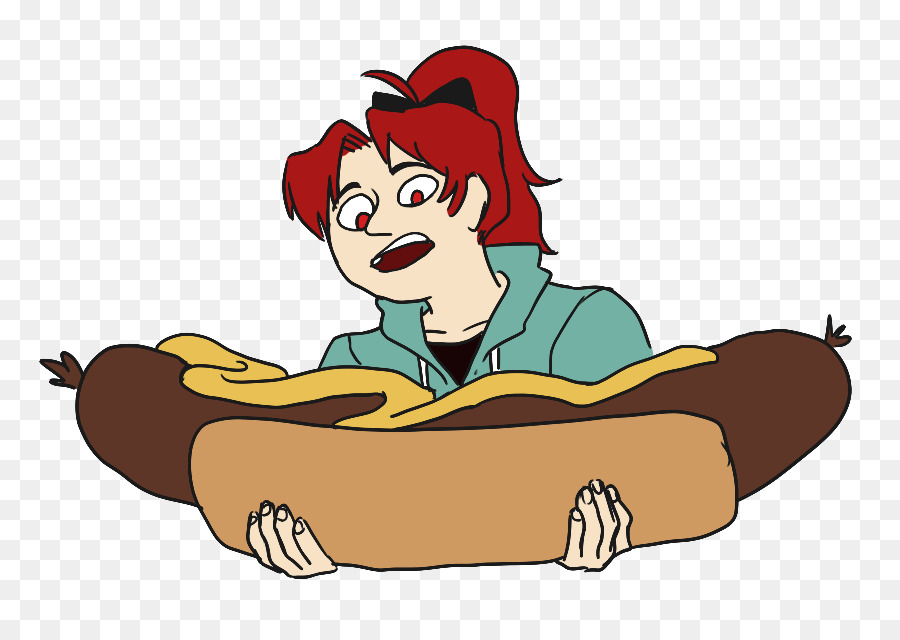 Karakter Kartun Dengan Hotdog，Makanan PNG