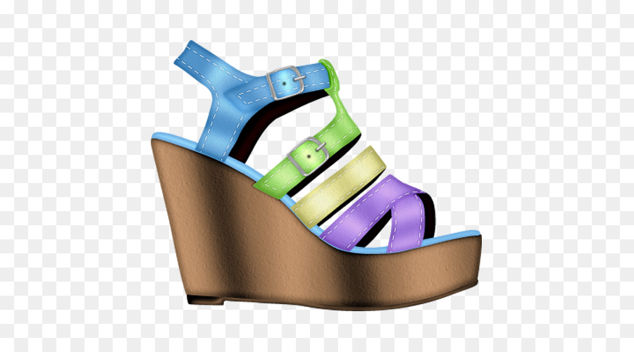 Sandal Wedge Warna Warni，Sepatu PNG