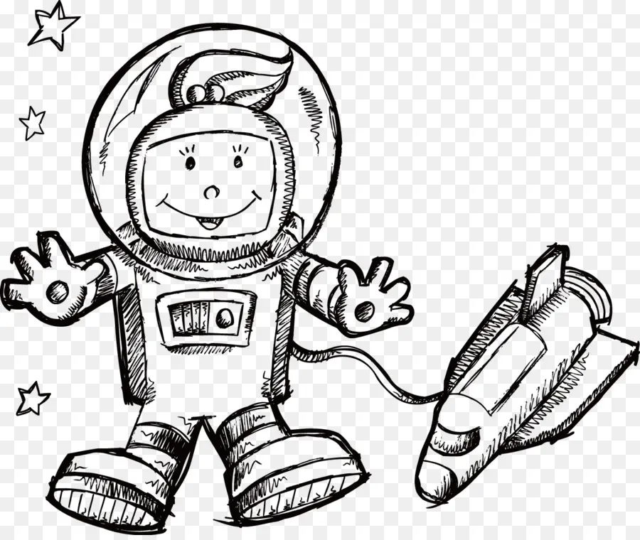 Doodle Astronot，Ruang Angkasa PNG