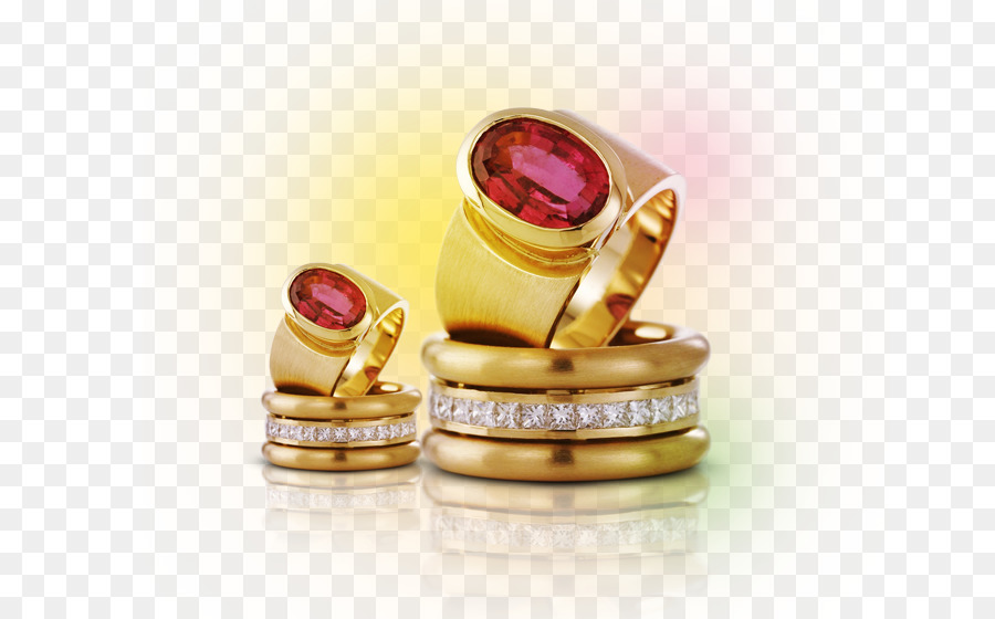 Cincin Emas Dengan Permata Merah，Perhiasan PNG