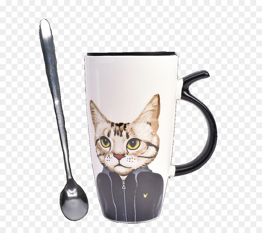 Mug Kucing，Sendok PNG