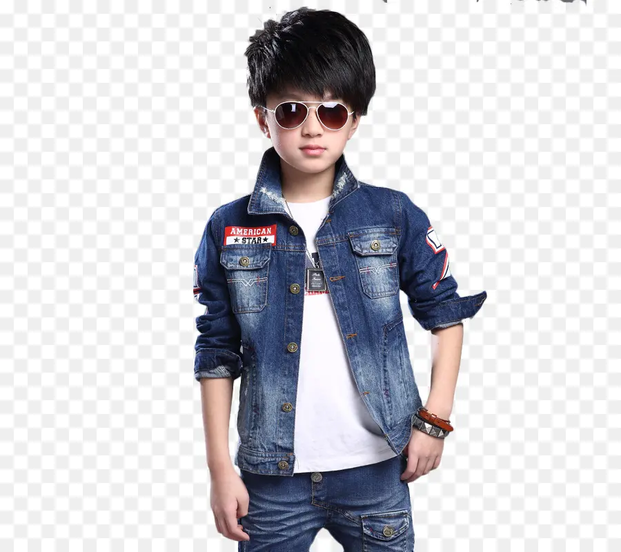 Anak Laki Laki Berbaju Denim，Kacamata Hitam PNG