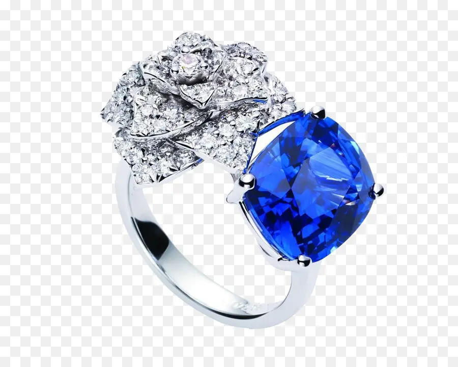 Cincin Perak Dengan Permata Biru，Perak PNG