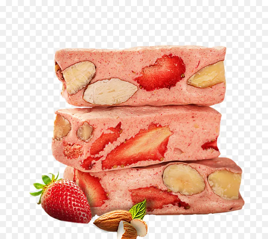 Nougat Stroberi，Manis PNG