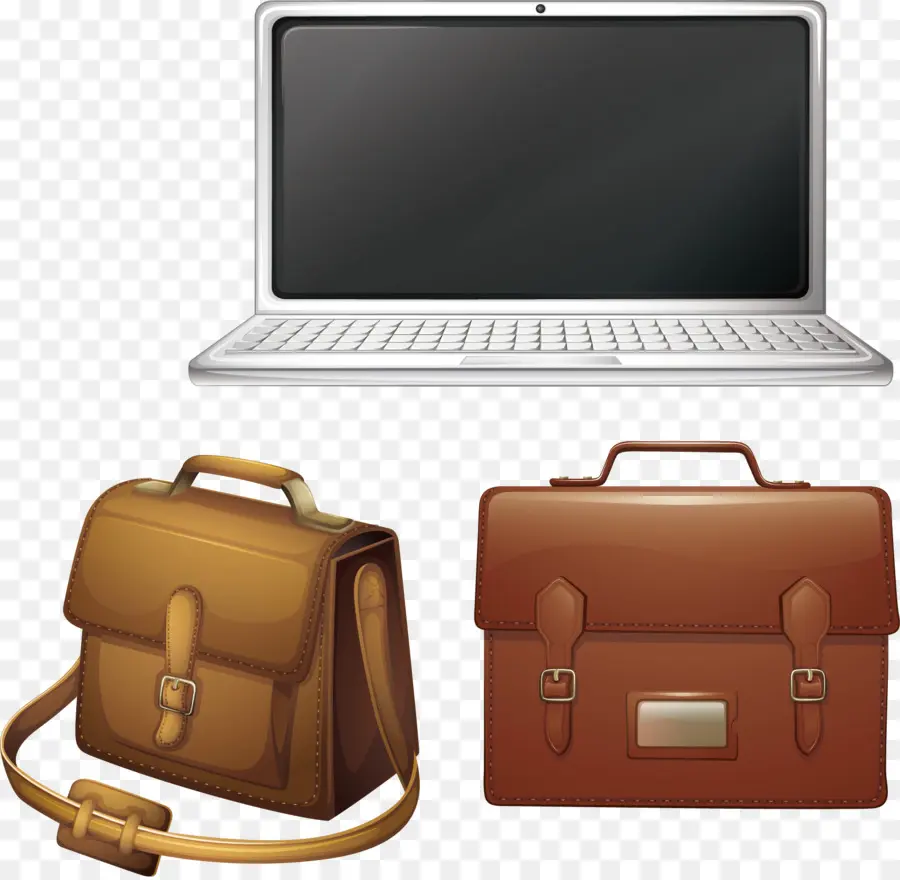 Laptop Dan Tas Kerja，Bekerja PNG