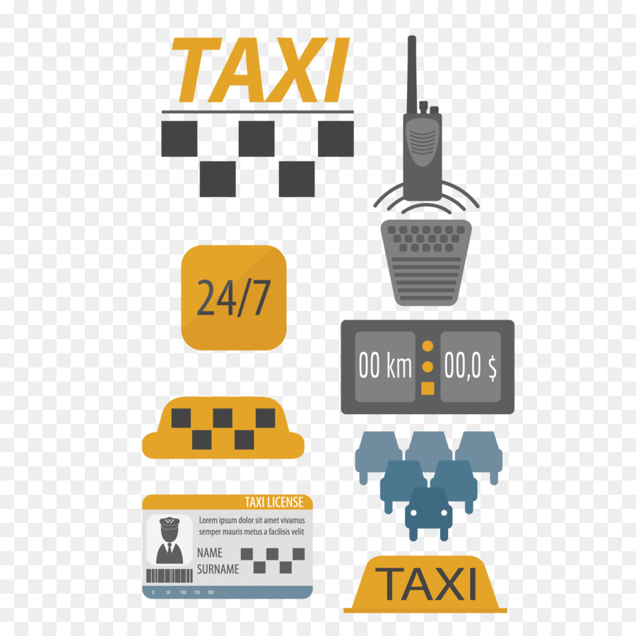 Taksi，Desain Datar PNG