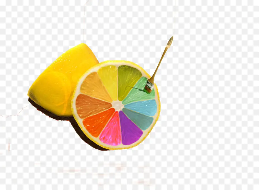 Lemon Berwarna Warni，Buah PNG