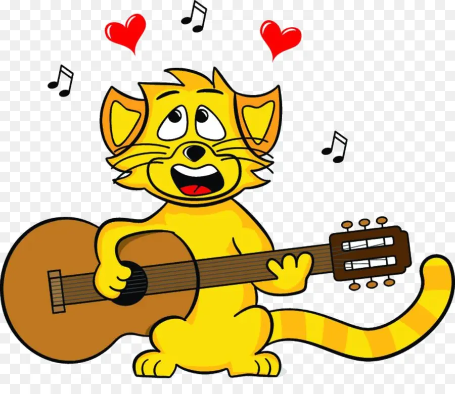 Kucing Bermain Gitar，Musik PNG