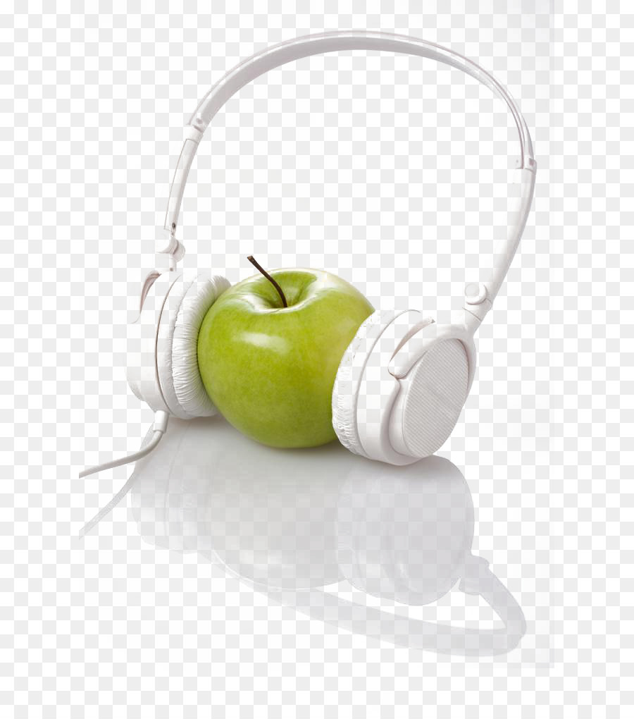 Apel Hijau Dengan Headphone，Headphone PNG