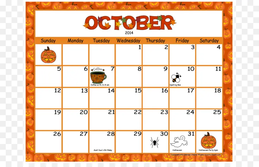 Kalender Oktober，Hallowen PNG