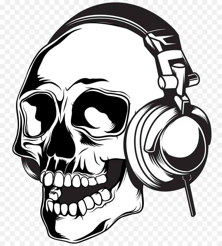 Tengkorak Dengan Headphone，Tengkorak PNG