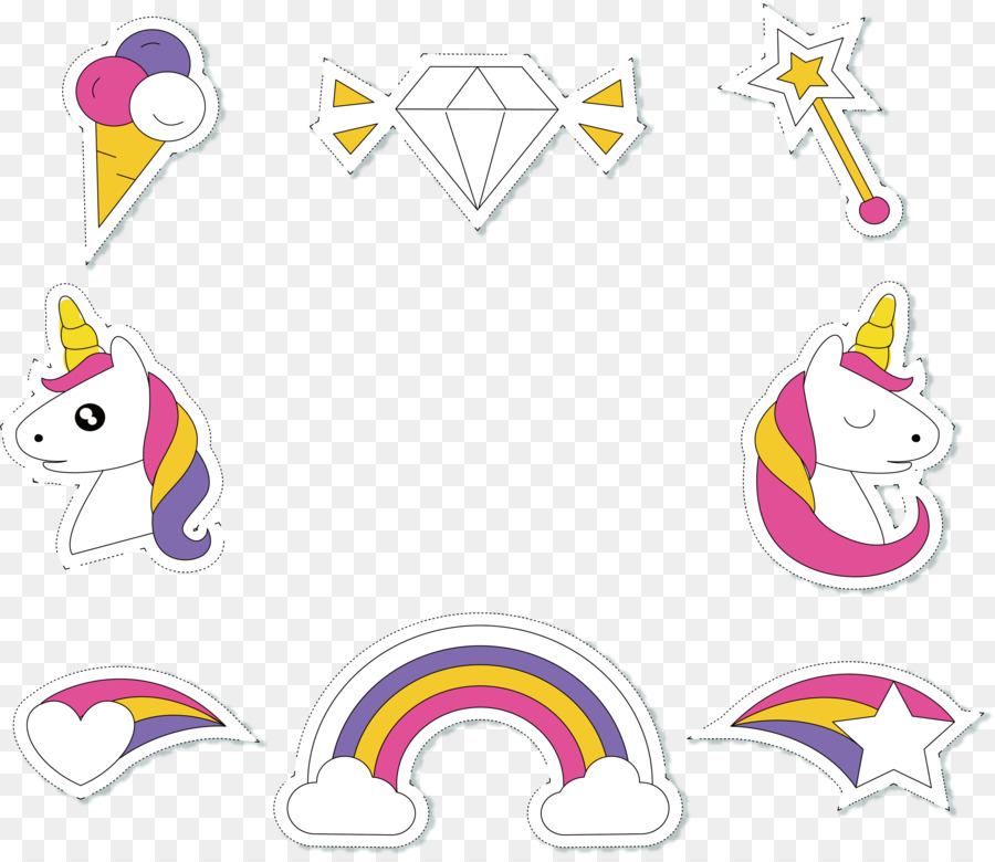 Stiker Unicorn，Pelangi PNG