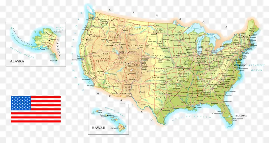 Amerika Serikat，Peta Topografi PNG