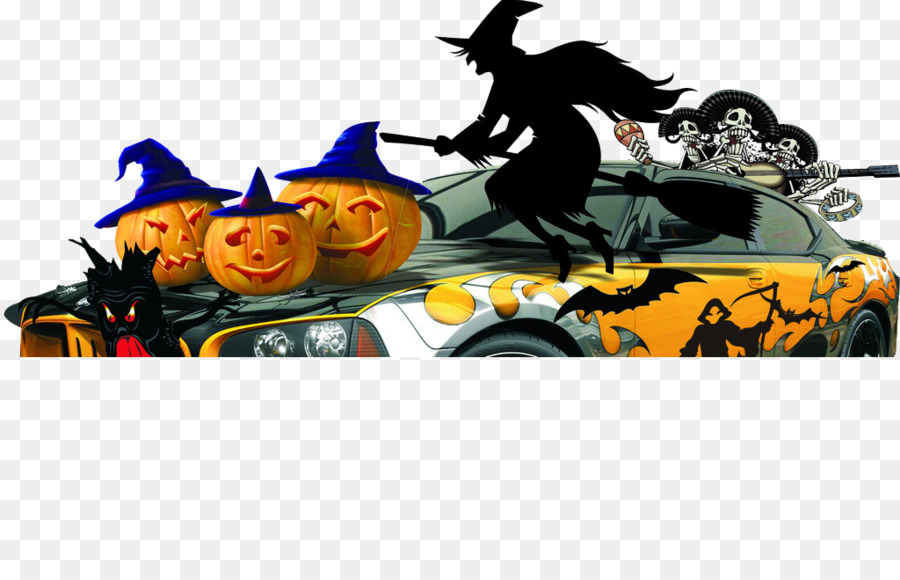 Mobil Halloween，Labu PNG