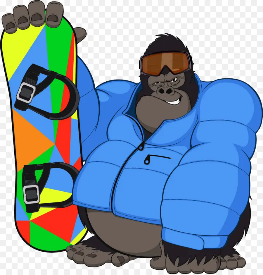 Gorila Dengan Snowboard，Seluncur Salju PNG