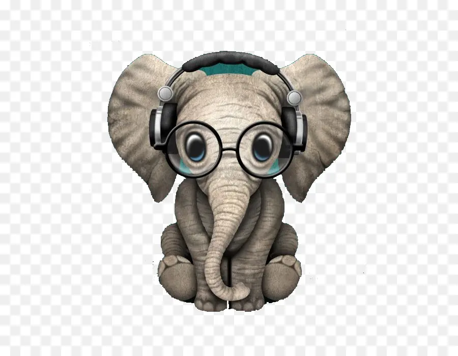 Gajah Dengan Headphone，Imut Imut PNG