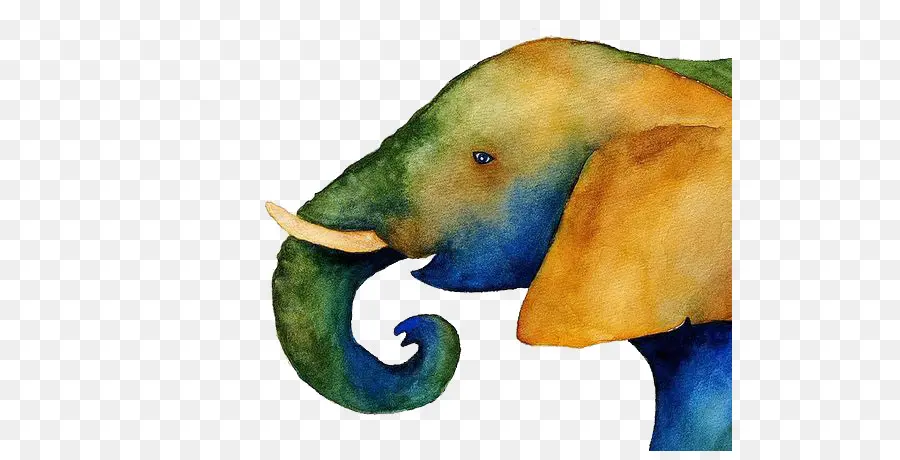 Gajah，Lukisan Cat Air PNG