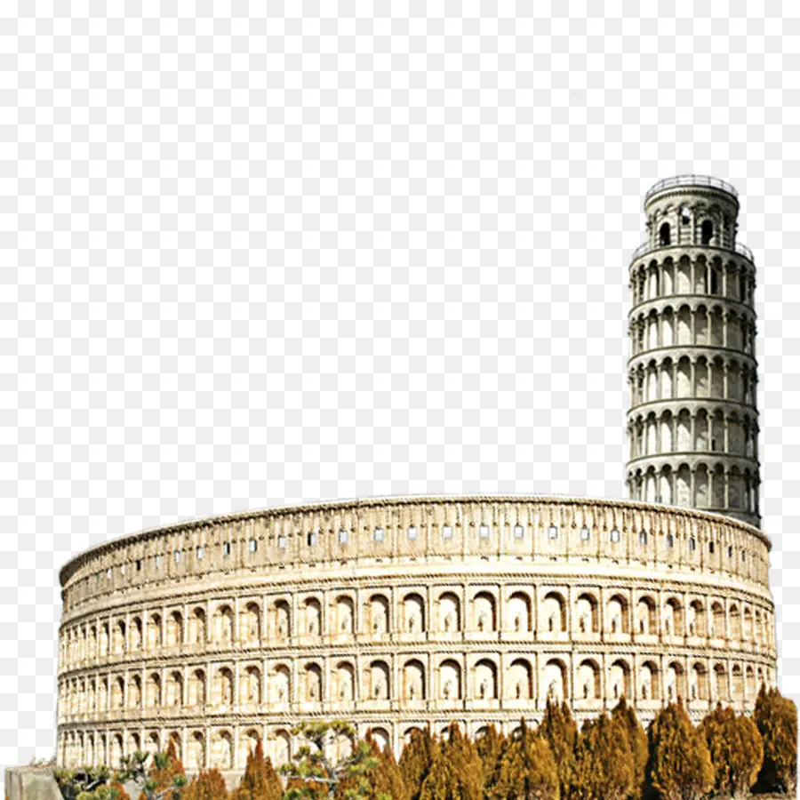 Colosseum Dan Menara Miring Pisa，Italia PNG