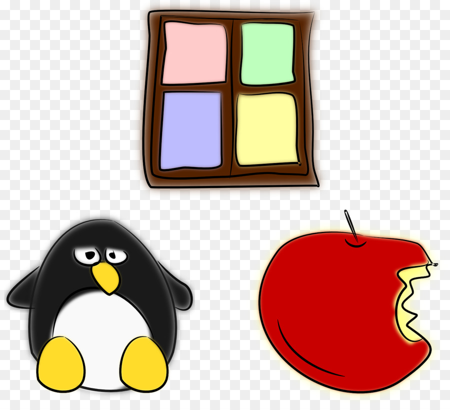 Penguin Dan Apel，Jendela PNG