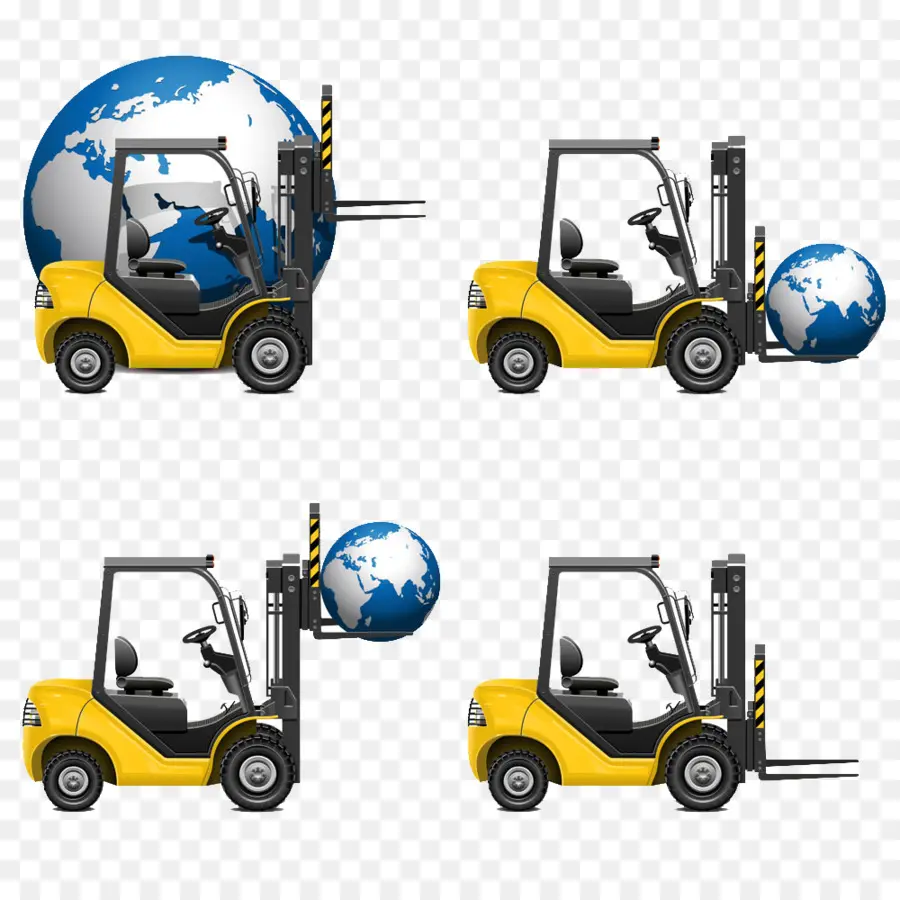 Forklift Dengan Globe，Kuning PNG