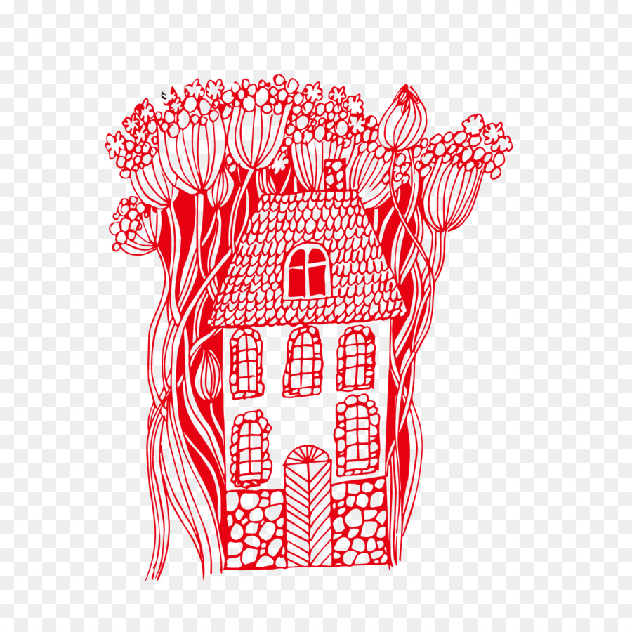 Rumah Doodle，Merah PNG