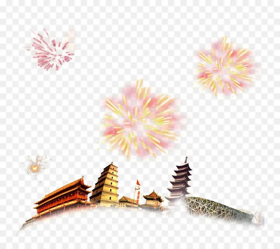 Kembang Api，Tahun Baru Cina PNG