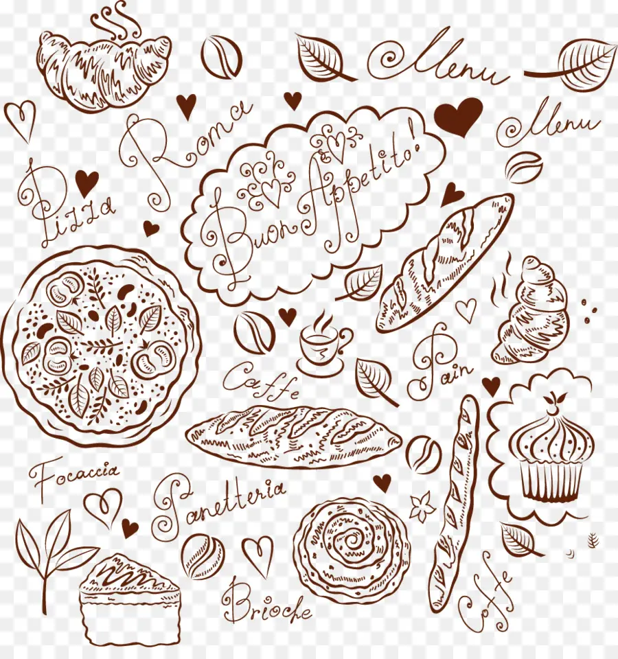 Doodle Makanan Italia，Pizza PNG