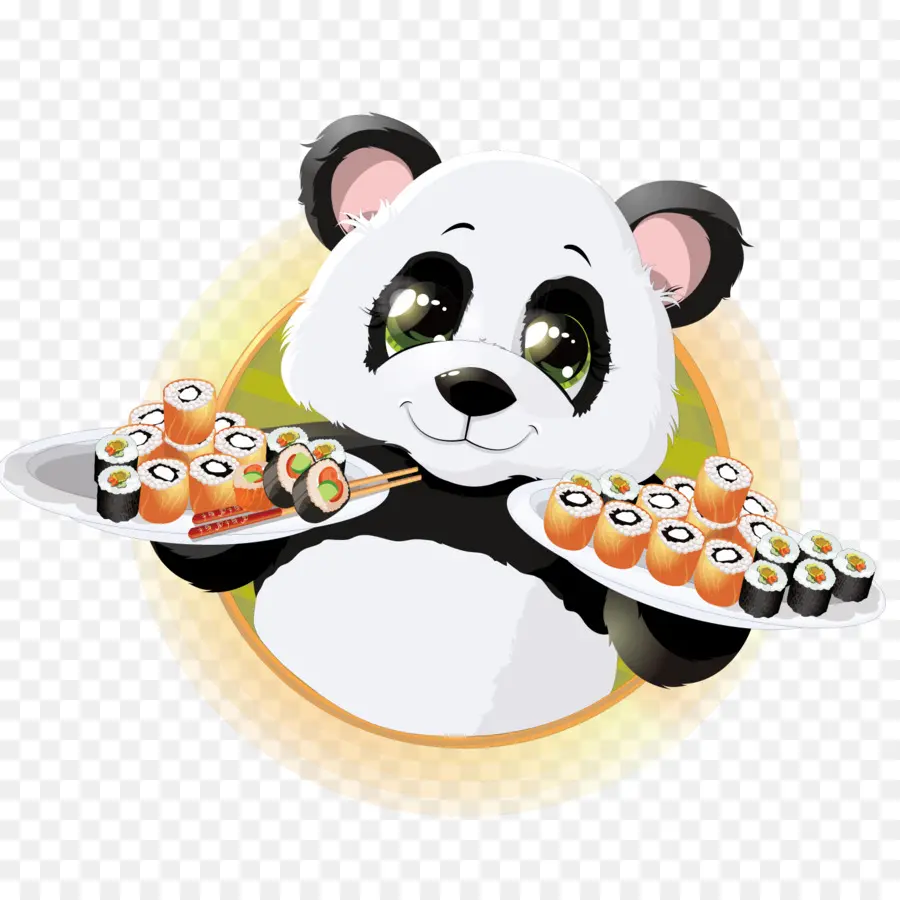 Panda Dengan Sushi，Makanan PNG