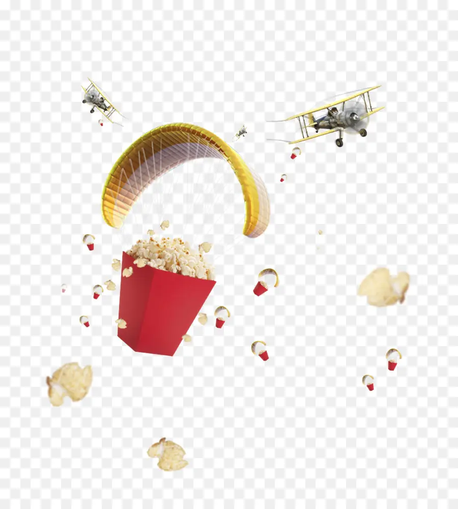 Popcorn Dengan Parasut，Camilan PNG