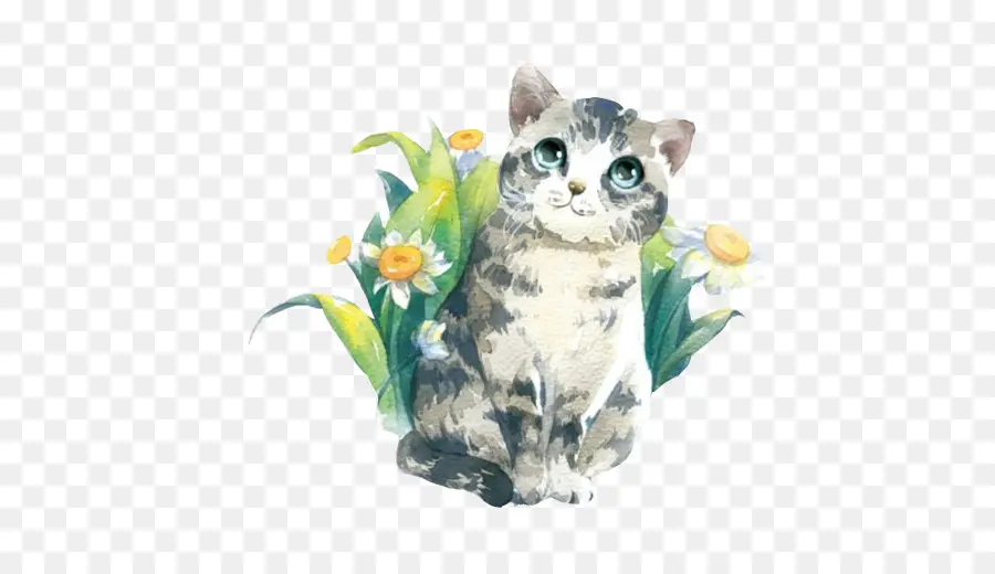Kucing，Lukisan Cat Air PNG