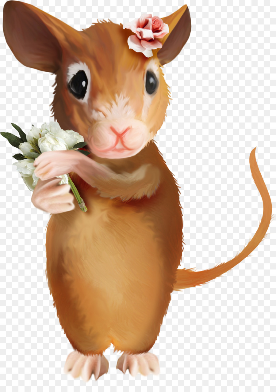 Tikus Lucu Dengan Bunga，Mouse PNG