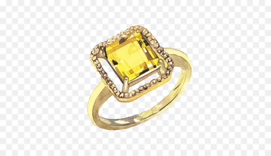 Cincin Permata Kuning，Emas PNG