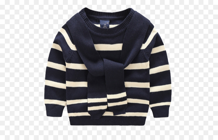 Sweater Bergaris，Biru Laut PNG