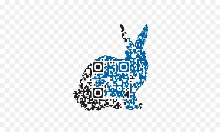 Kelinci Kode Qr，Biru PNG