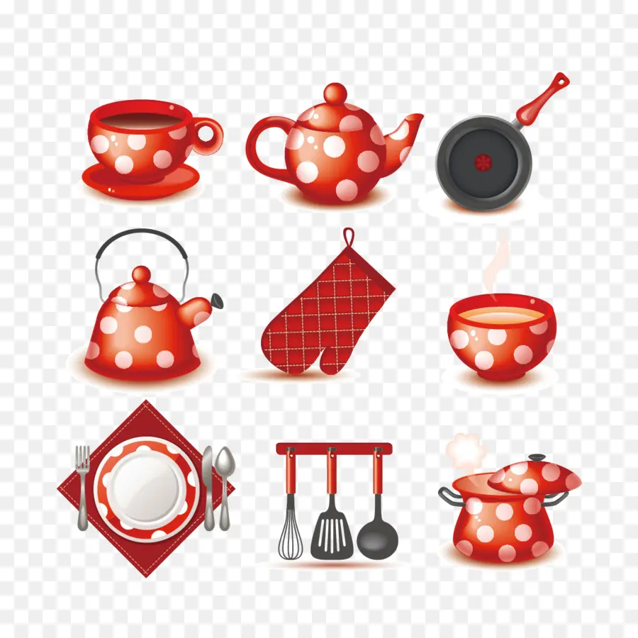 Peralatan Dapur Polka Dot Merah，Peralatan PNG