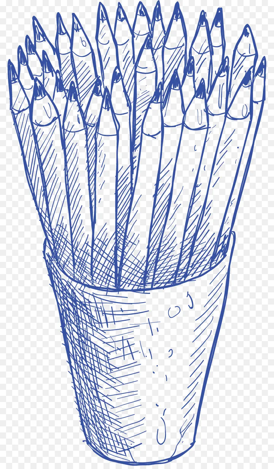 Pensil Dalam Piala，Biru PNG