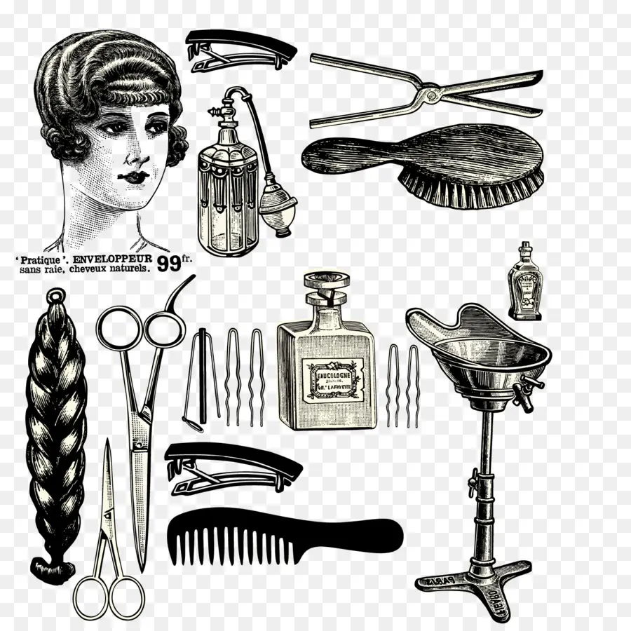 Alat Tata Rambut Vintage，Gunting PNG