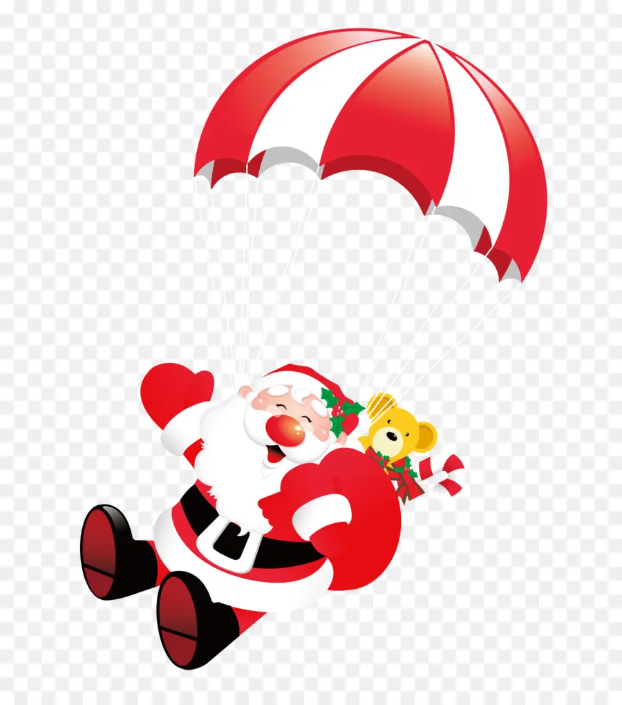 Santa Claus Dengan Parasut，Parasut PNG