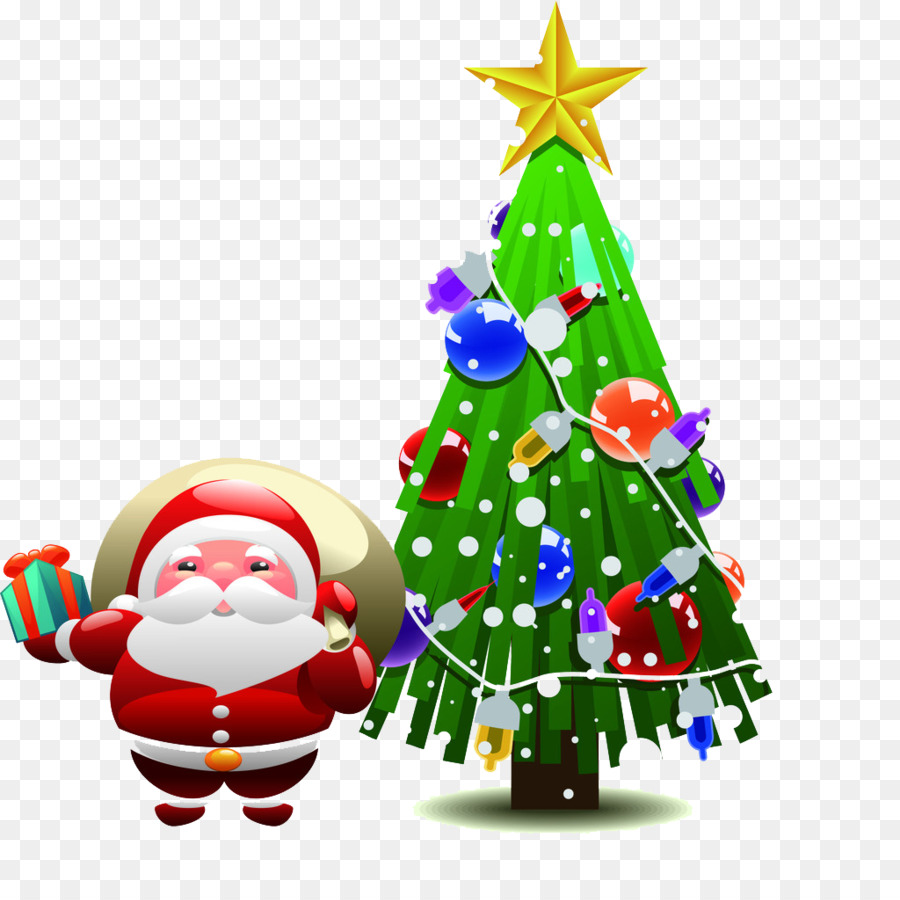 Santa Claus，Pohon Natal PNG