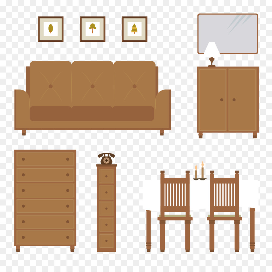 Set Furnitur Kayu，Sofa PNG