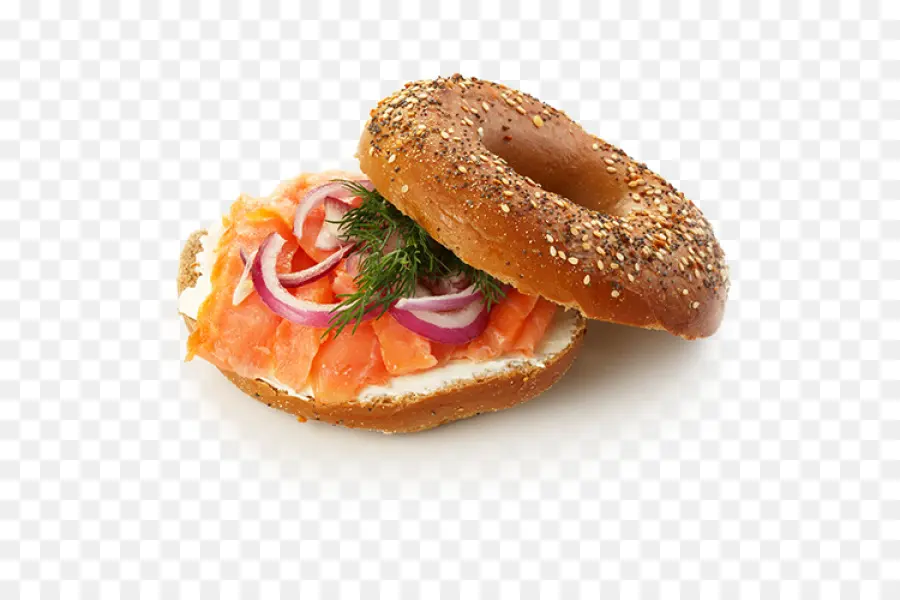 Bagel Dengan Salmon，Krim Keju PNG