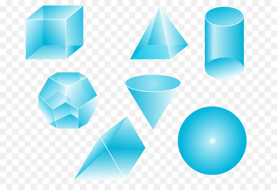 Bentuk Geometris Biru，3d PNG