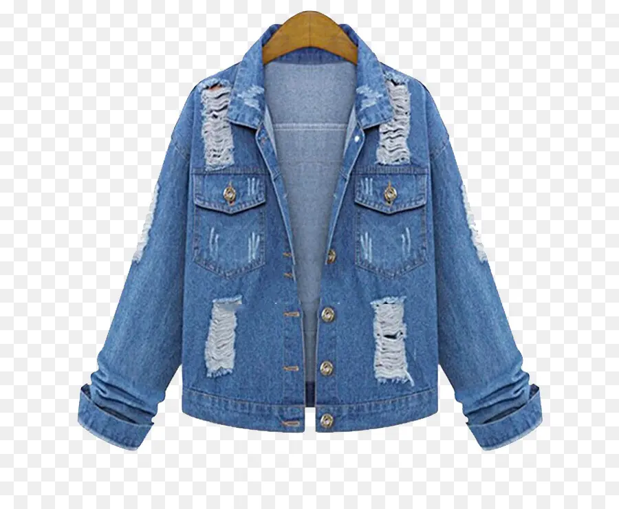 Jaket Denim，Biru PNG